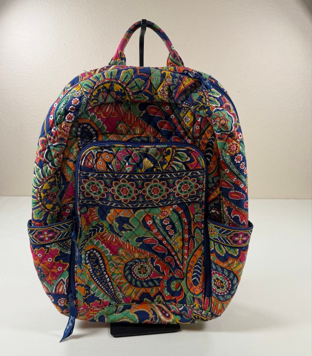 Vera Bradley Campus Laptop Backpack retired Venetian Paisley pattern EUC